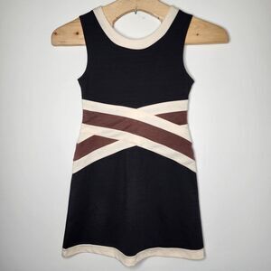 NEW Vfish Women's M Black Beige Brown Colorblock Sleeveless Tank‎ Mini Dress